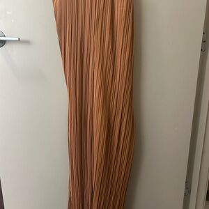 Elegant Orange Pleated Skirt